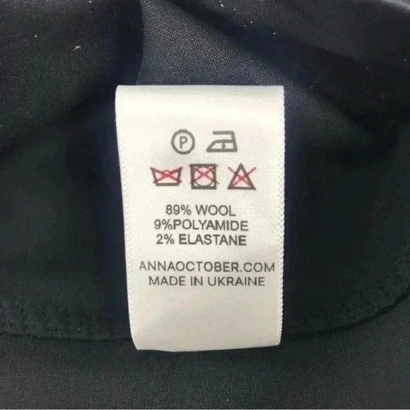 Anna October Wool Crossover Palazzo Pants Women’s 6 Black High Waist Slit NWT - Picture 9 of 16